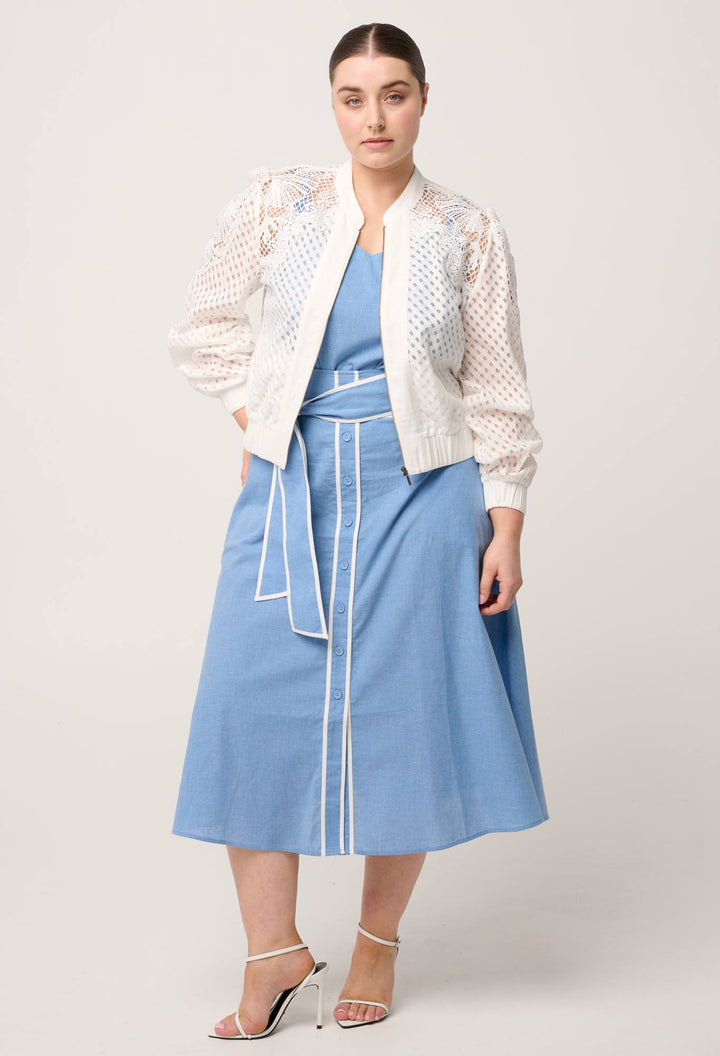 Selena Cotton Silk Bomber Jacket in Ivory Coats &amp; Jackets Once Was