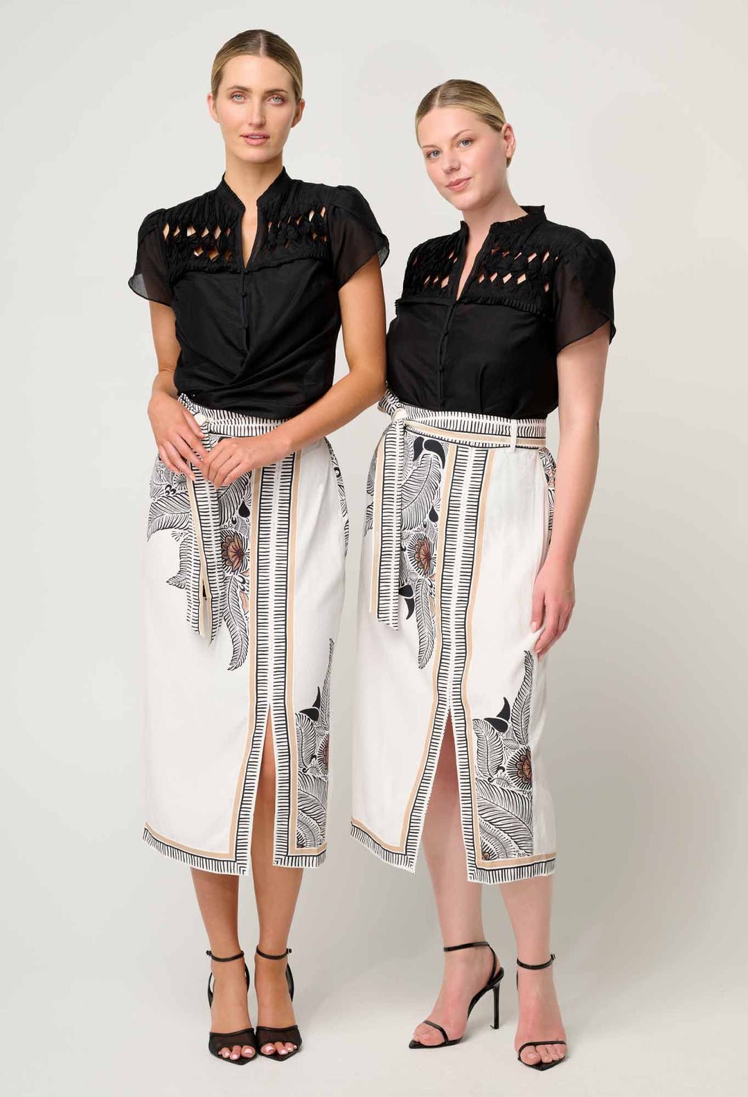 Zenobia Viscose Midi Skirt in Ivory Cassablanca skirt Once Was