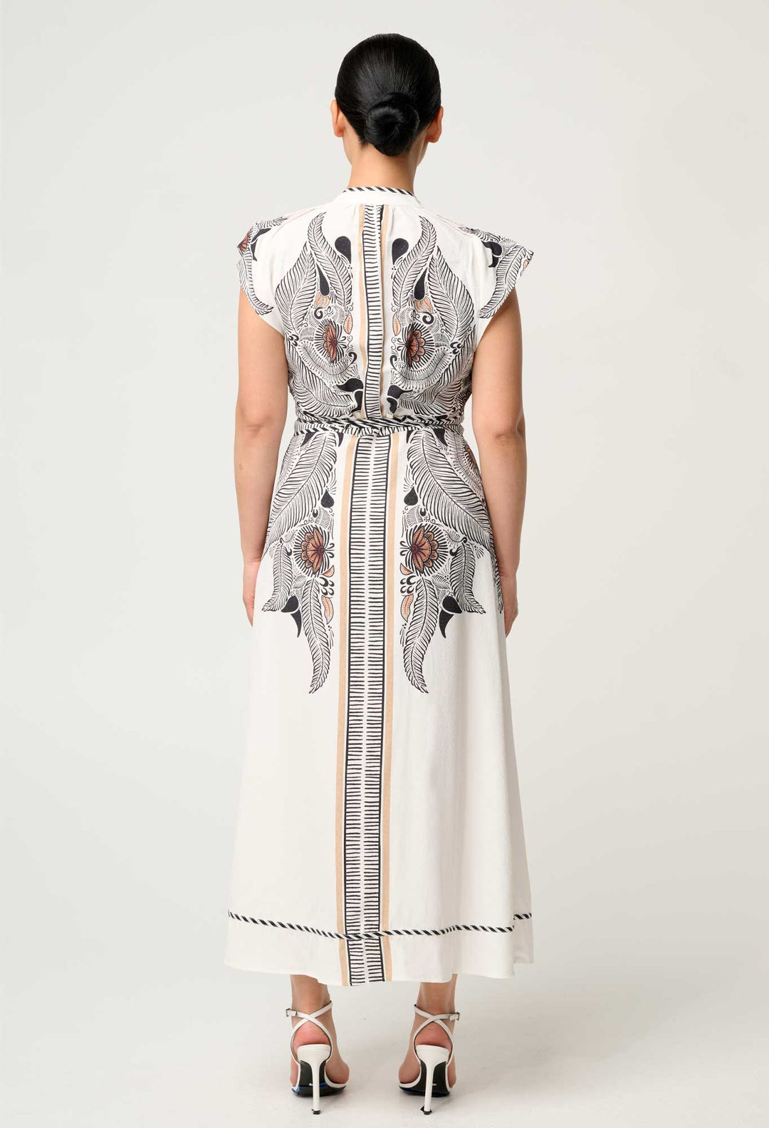 PETITE Malika Viscose Flutter sleeve dress - Ivory Casablanca dress Once Was