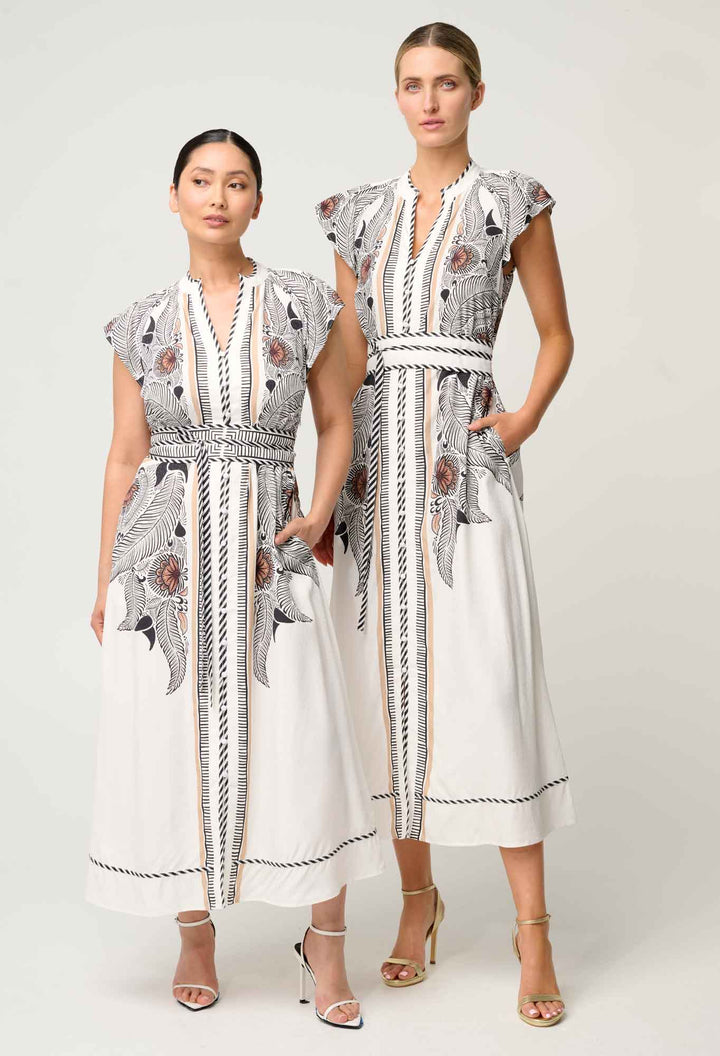 PETITE Malika Viscose Flutter sleeve dress - Ivory Casablanca dress Once Was