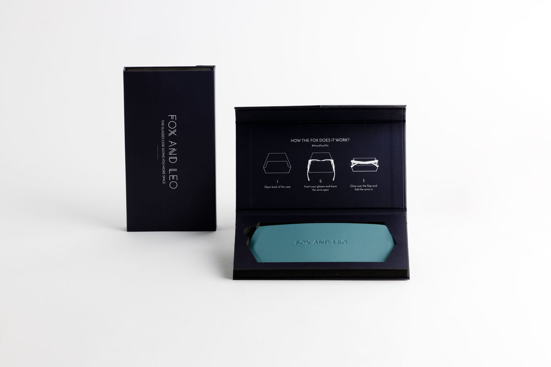 Fox and Leo glasses case - Teal Fox and Leo