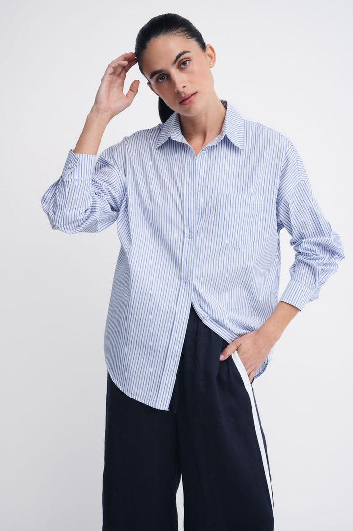 Maya Long Sleeve Shirt - Blue Stripe
