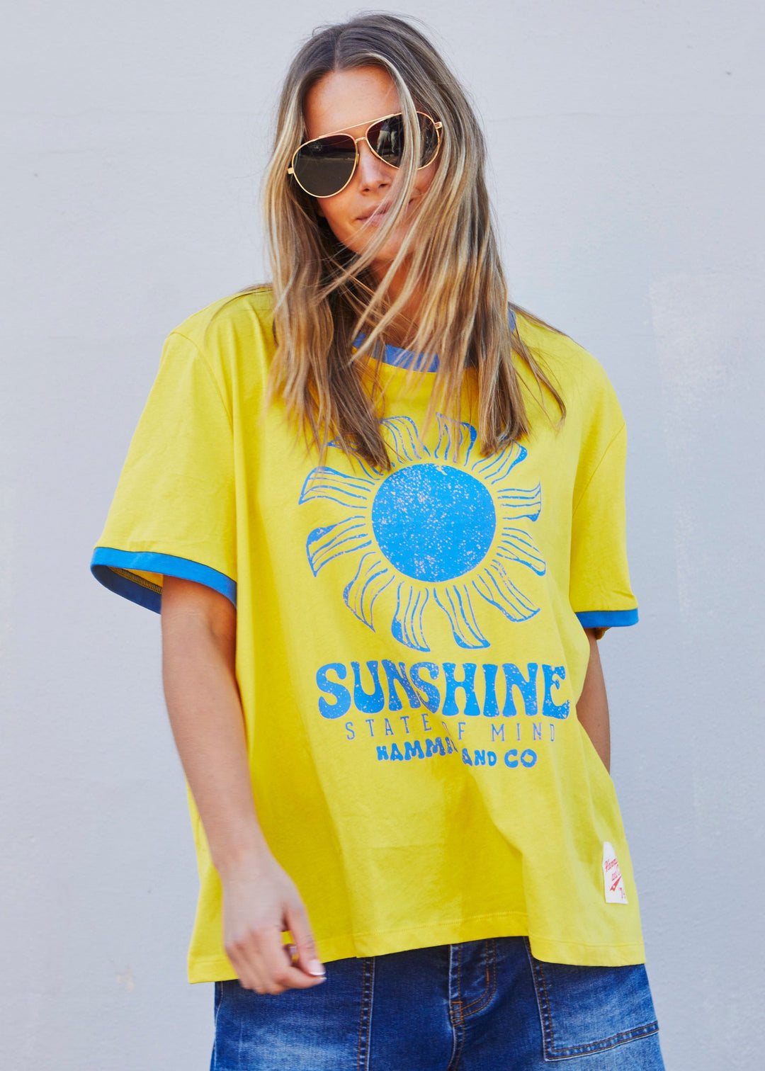SUNSHINE STATE OF MIND RINGER TEE - YELLOW t-shirt hammill & Co
