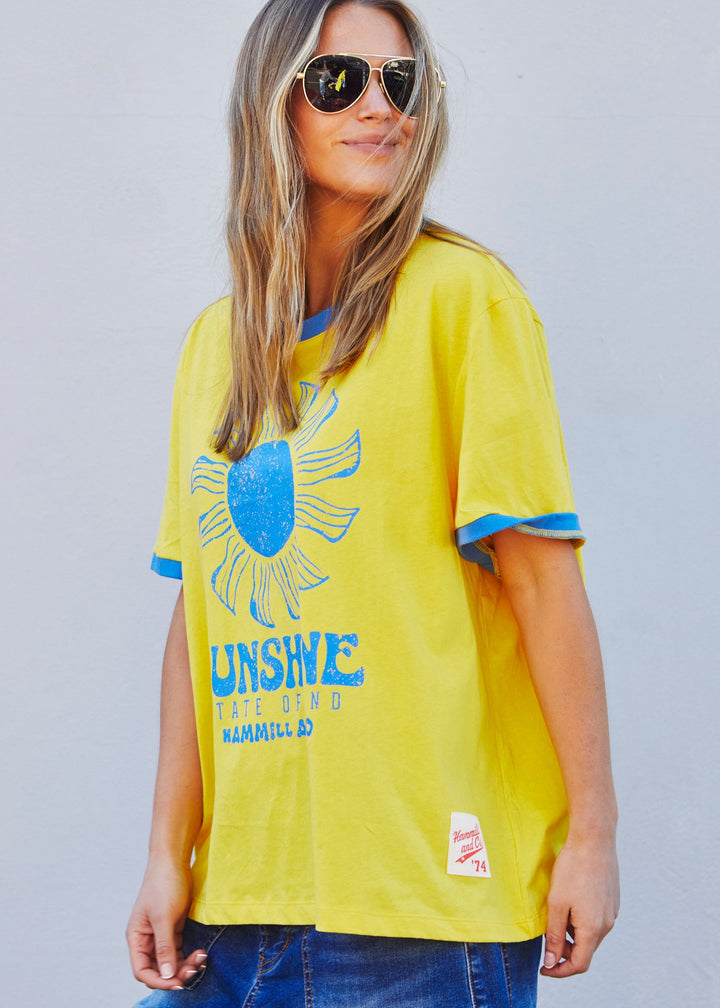 SUNSHINE STATE OF MIND RINGER TEE - YELLOW t-shirt hammill & Co
