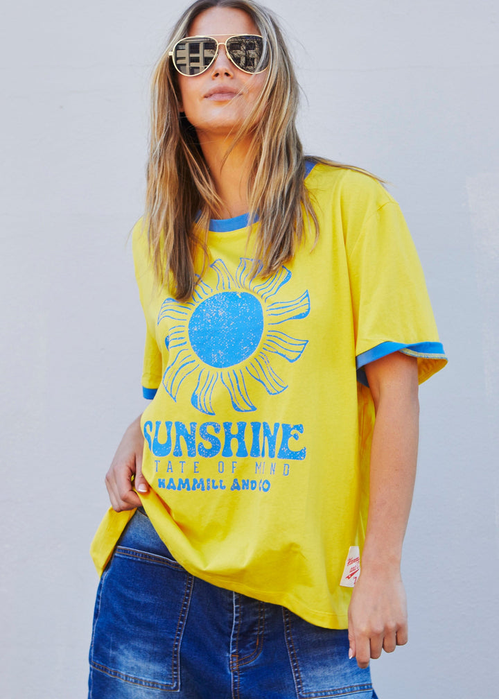 SUNSHINE STATE OF MIND RINGER TEE - YELLOW t-shirt hammill & Co