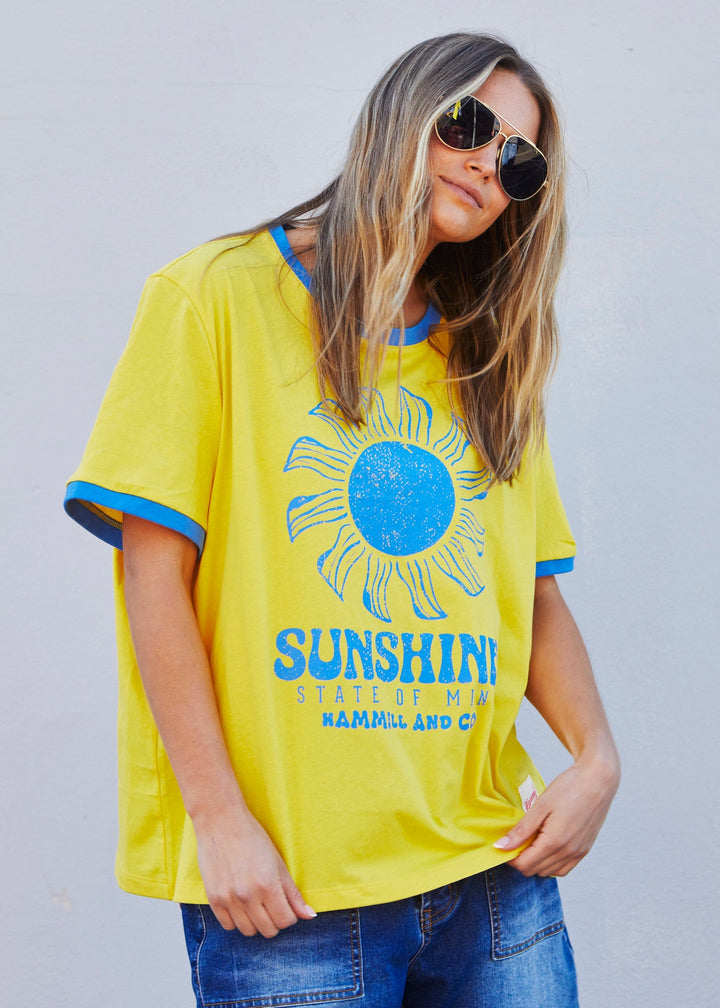 SUNSHINE STATE OF MIND RINGER TEE - YELLOW t-shirt hammill & Co