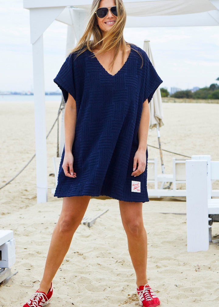 SALT & SUNSHINE TOWELLING COVER-UP - NAVY hammill & Co