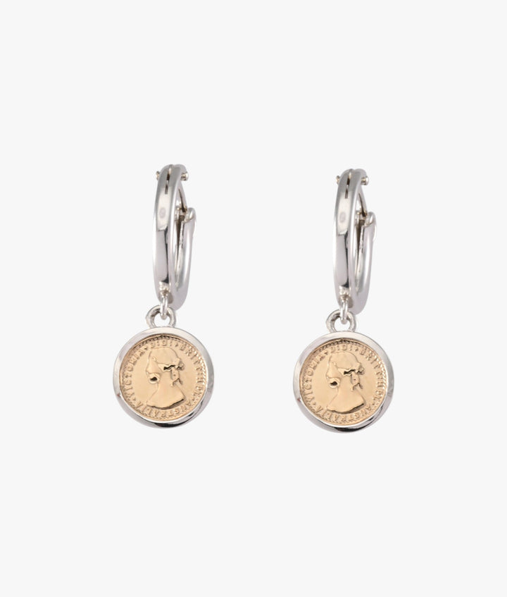 Hinged Hoop Earrings (15mm) with Micro Coins Von Treskow