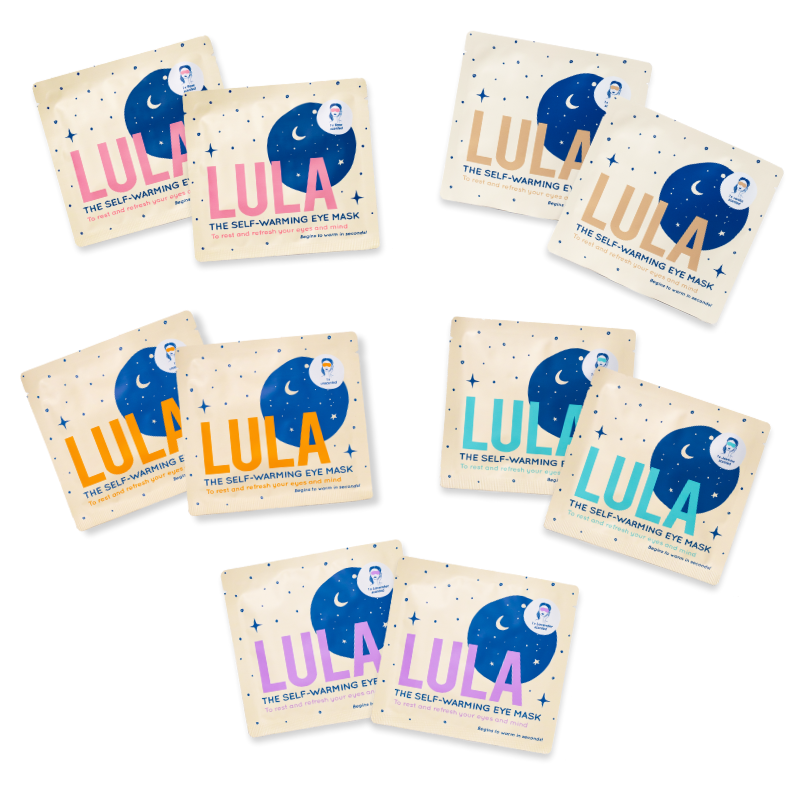 10-pack box of Lula Eye Masks - mixed eye mask Lula