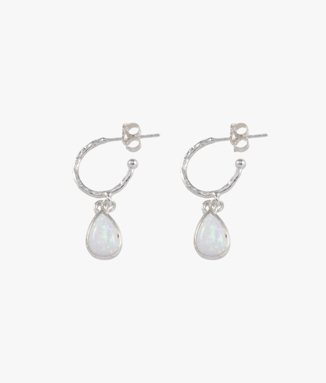 Hammered Hoop Studs (10mm) with Pear Czelline Opal