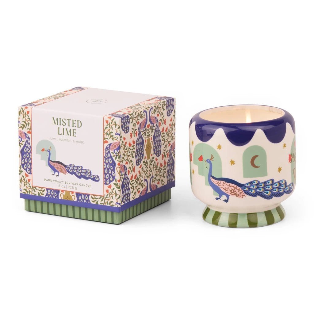 A Dopo Peacock Ceramic Candle - Misted LIme Candle PaddyWax