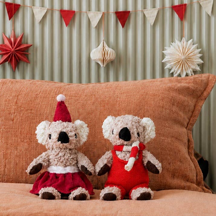 Christmas Bonnie Koala | plush toy and the little dog laughed
