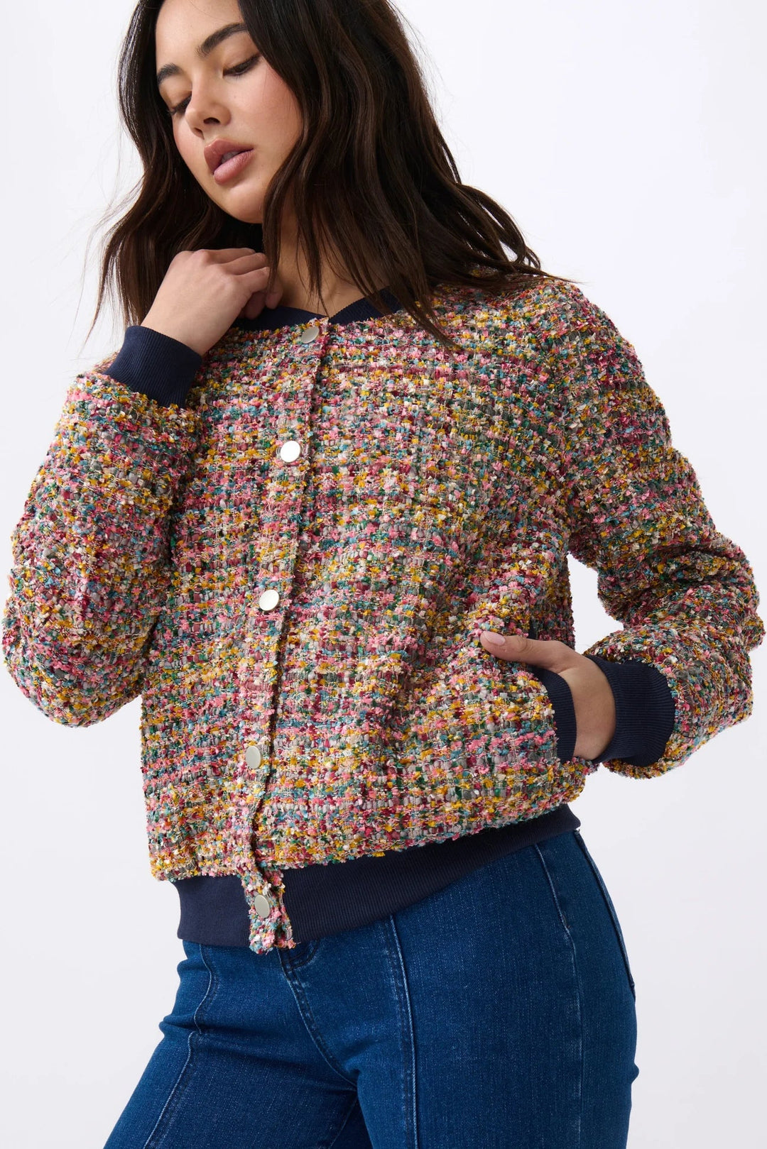 Abigail Bomber - Multi Color Long Sleeve Tee Kireina
