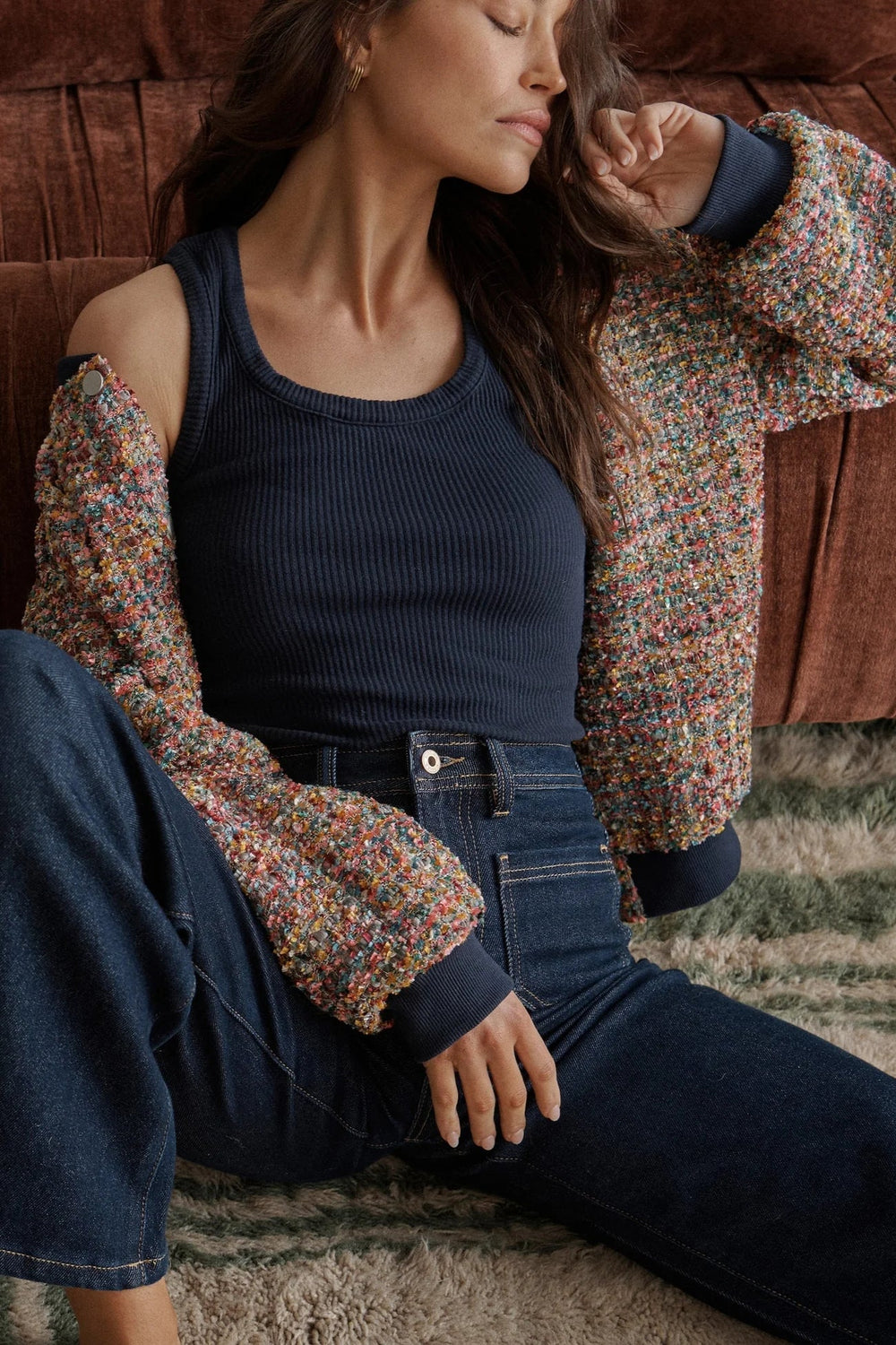 Abigail Bomber - Multi Color Long Sleeve Tee Kireina
