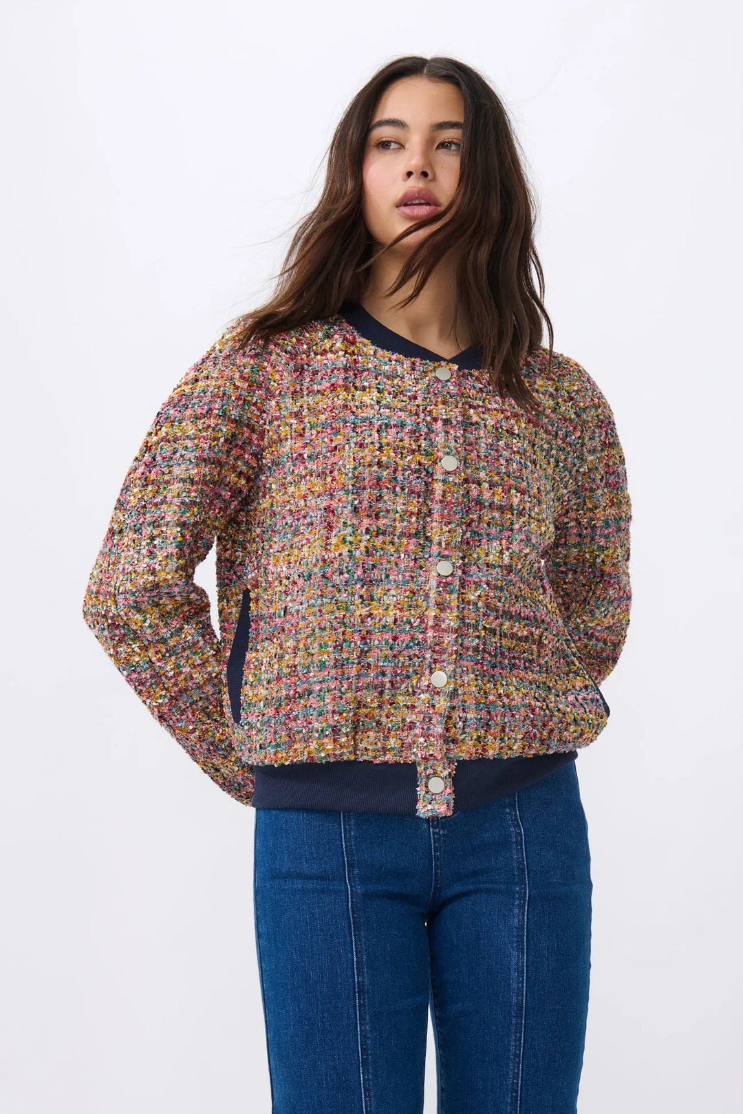 Abigail Bomber - Multi Color Long Sleeve Tee Kireina