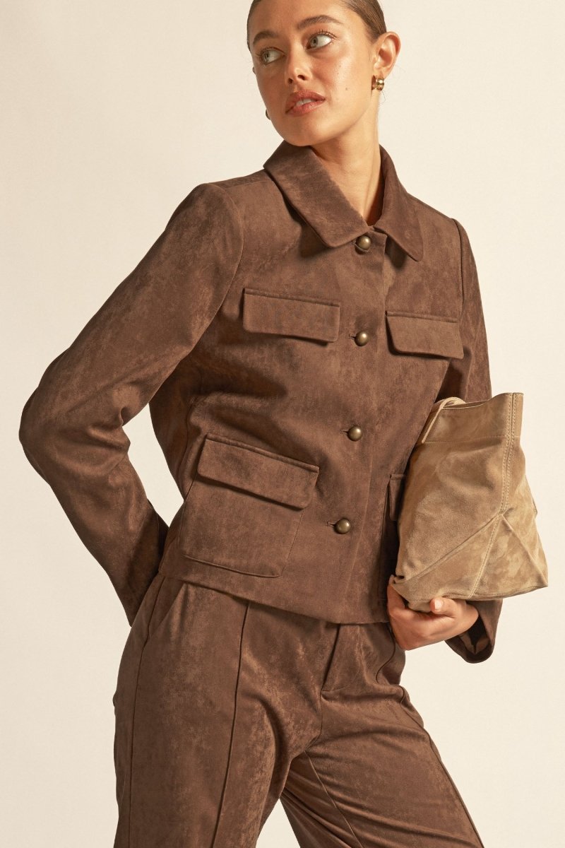 Abound Jacket - Faux Suede Mocha Coats & Jackets Zoe Kratzmann