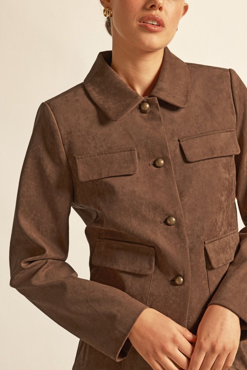 Abound Jacket - Faux Suede Mocha Coats & Jackets Zoe Kratzmann