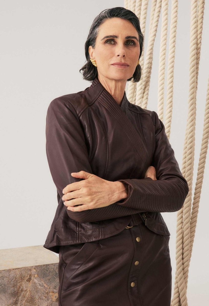 Acer Leather Shawl Collar Detail Jacket in Oxblood Coats & Jackets Once Was