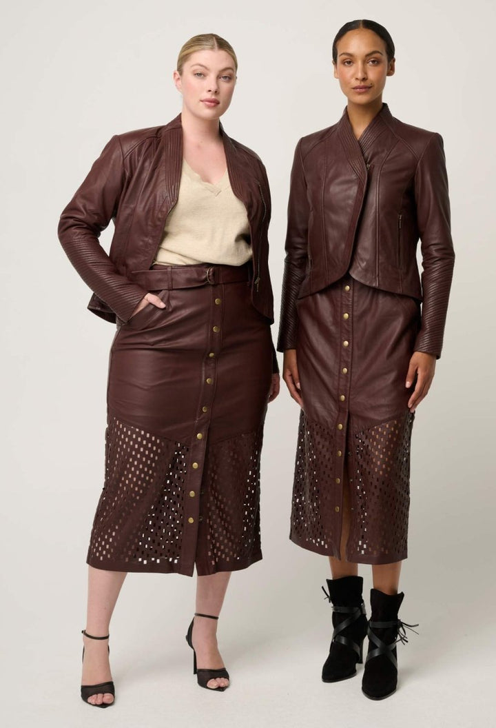 Acer Leather Shawl Collar Detail Jacket in Oxblood Coats &amp; Jackets Once Was