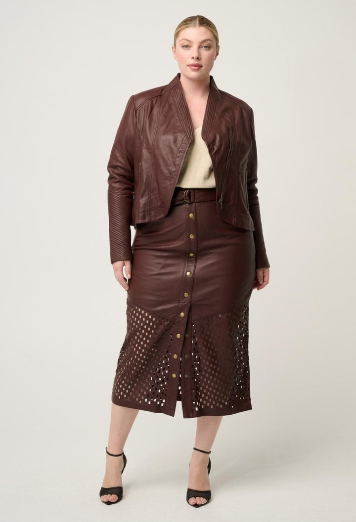 Acer Leather Shawl Collar Detail Jacket in Oxblood Coats &amp; Jackets Once Was