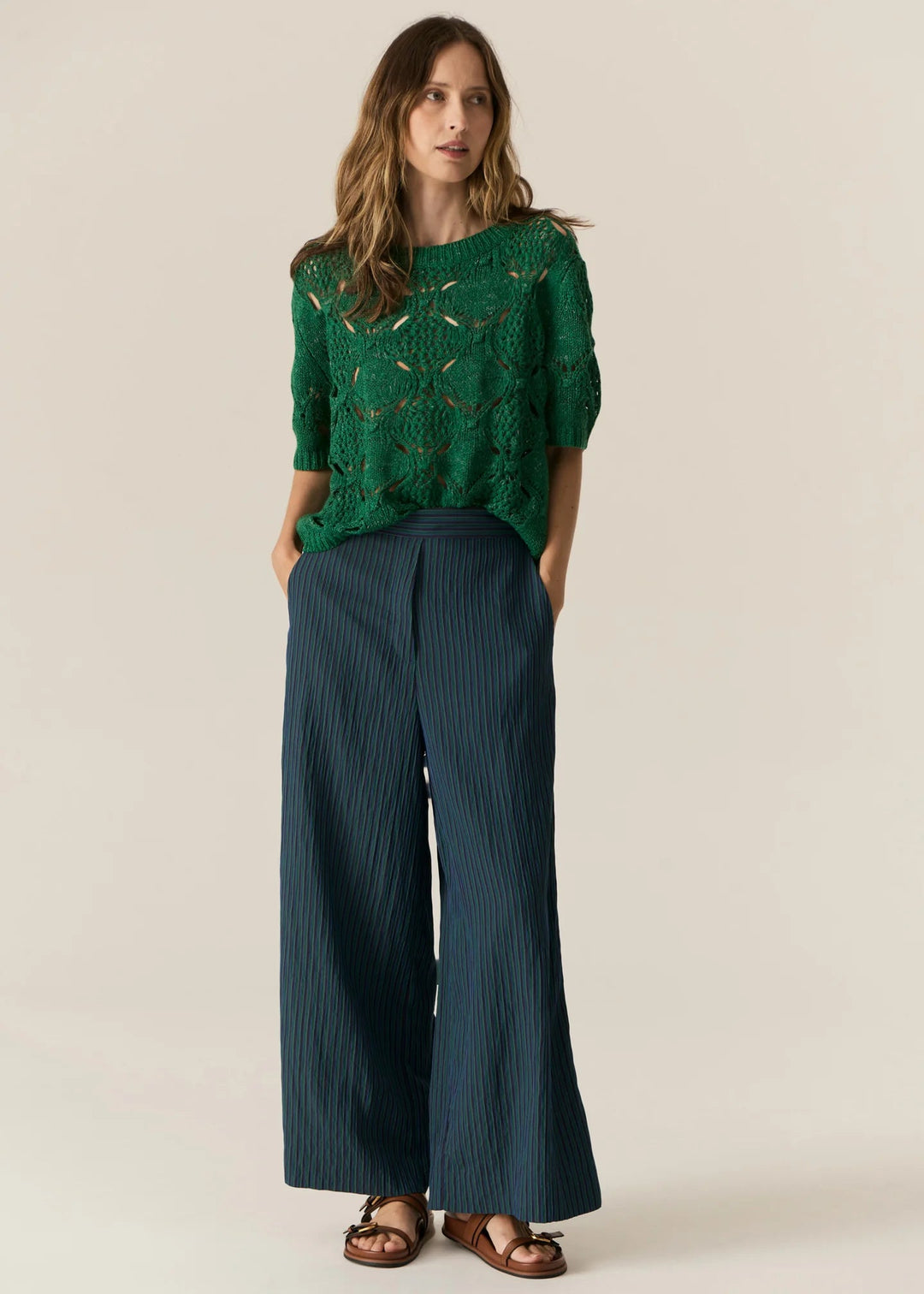 Adel Pant - Green / Ink stripe Pants POL