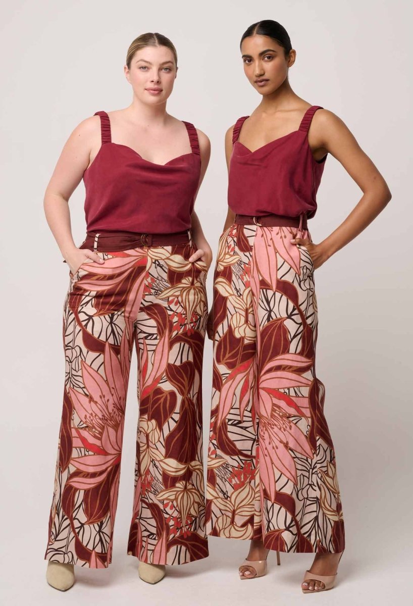 Adele Linen Viscose Belted Printed Pant in Cathedral Botanic Pant Once Was