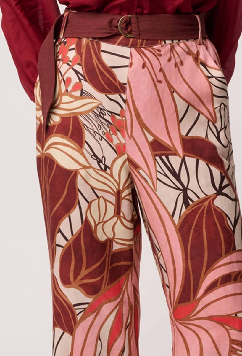 Adele Linen Viscose Belted Printed Pant in Cathedral Botanic Pant Once Was