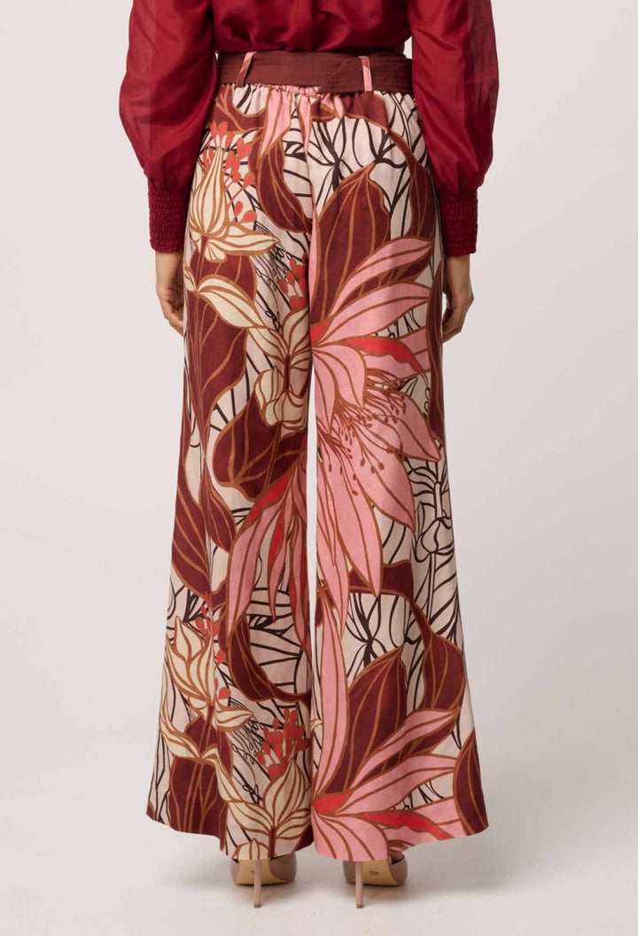 Adele Linen Viscose Belted Printed Pant in Cathedral Botanic Pant Once Was