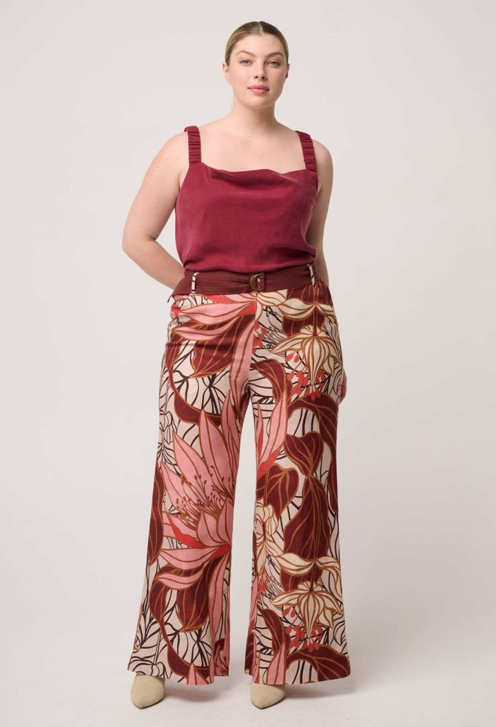Adele Linen Viscose Belted Printed Pant in Cathedral Botanic Pant Once Was