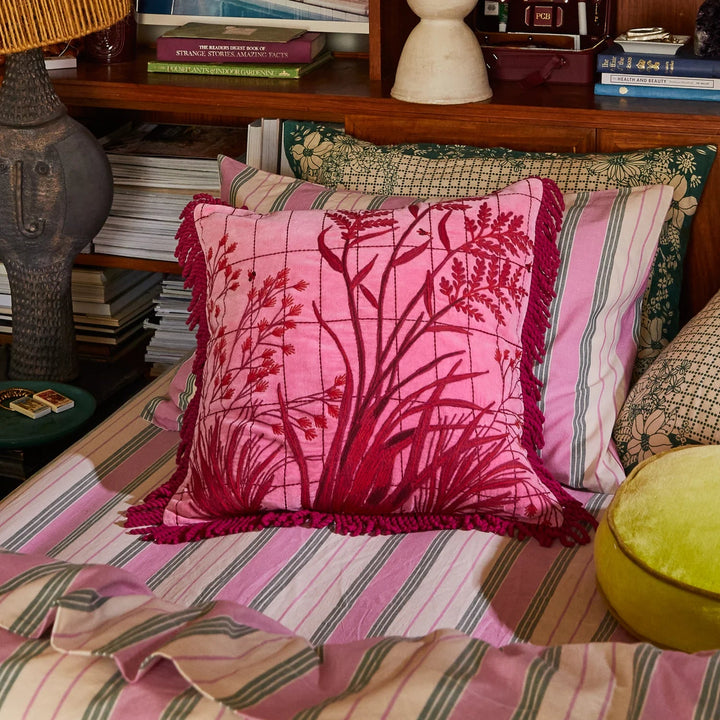 Adelyn Embroidered Cushion - Cosmo Pink Feather Insert cushion Sage & Clare