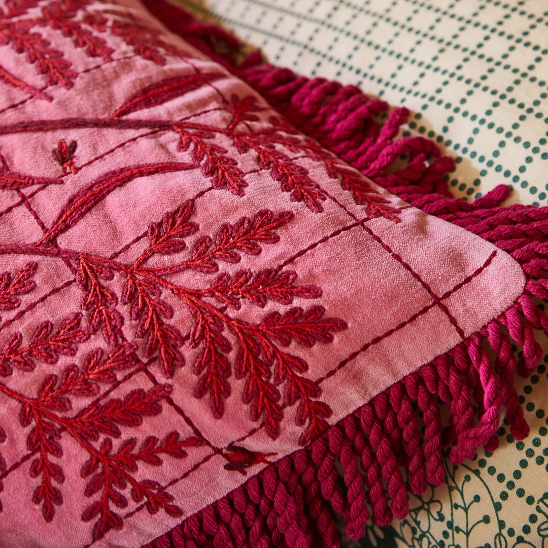 Adelyn Embroidered Cushion - Cosmo Pink Feather Insert cushion Sage & Clare