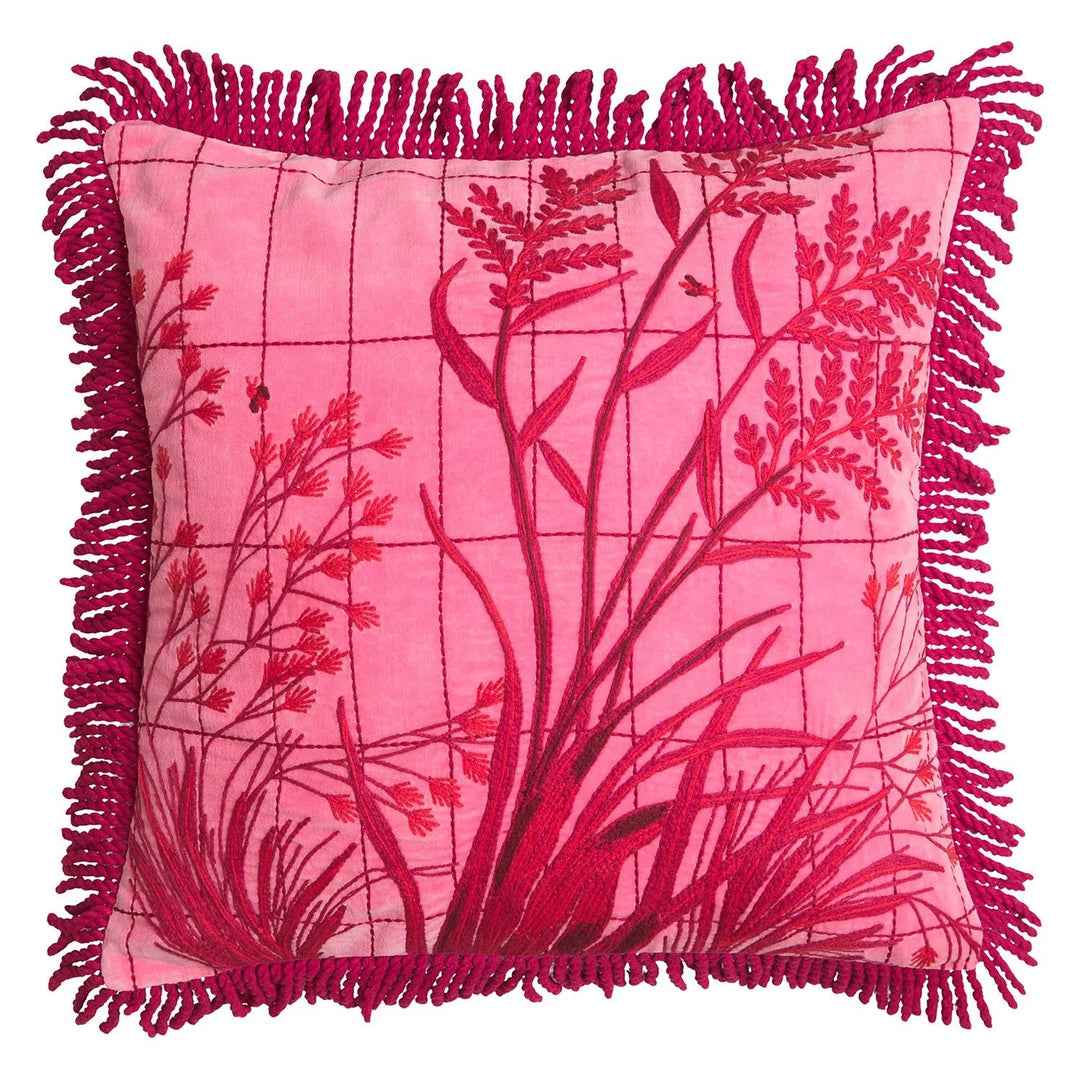 Adelyn Embroidered Cushion - Cosmo Pink Feather Insert cushion Sage & Clare