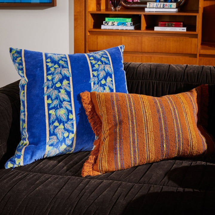 Agata Velvet Cushion - Ultramarine Sage &amp; Clare