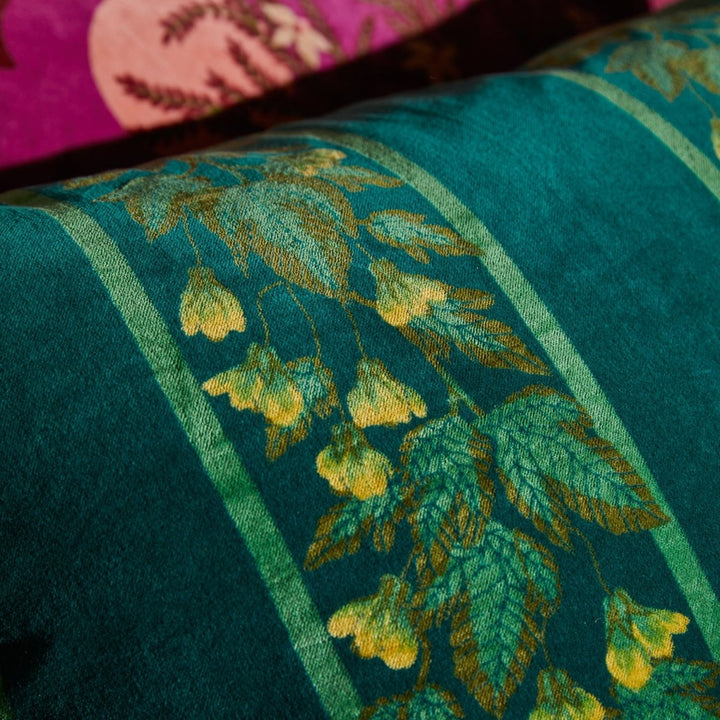 Agata Velvet Cushion - Verdant Sage &amp; Clare