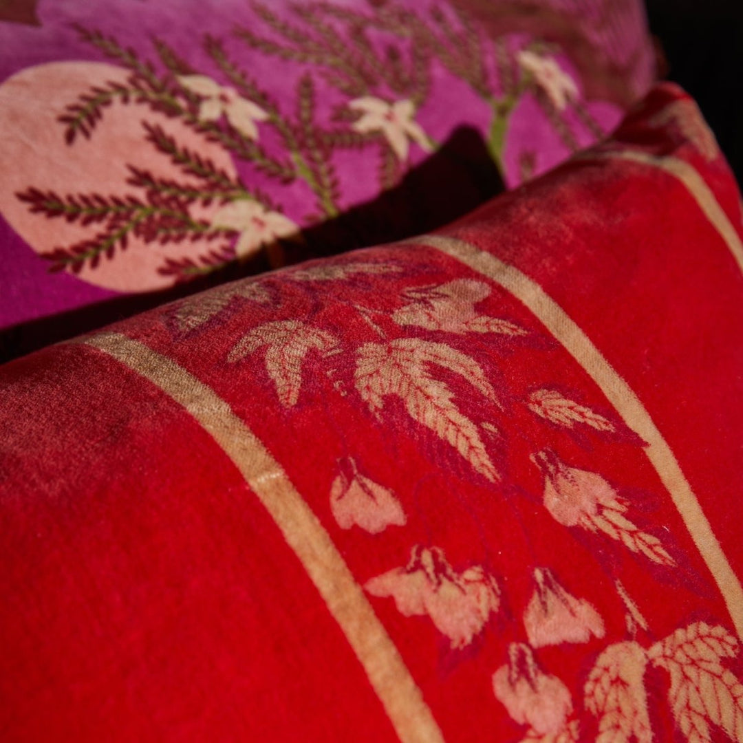 Agata Velvet Cushion - Vermillion Sage &amp; Clare