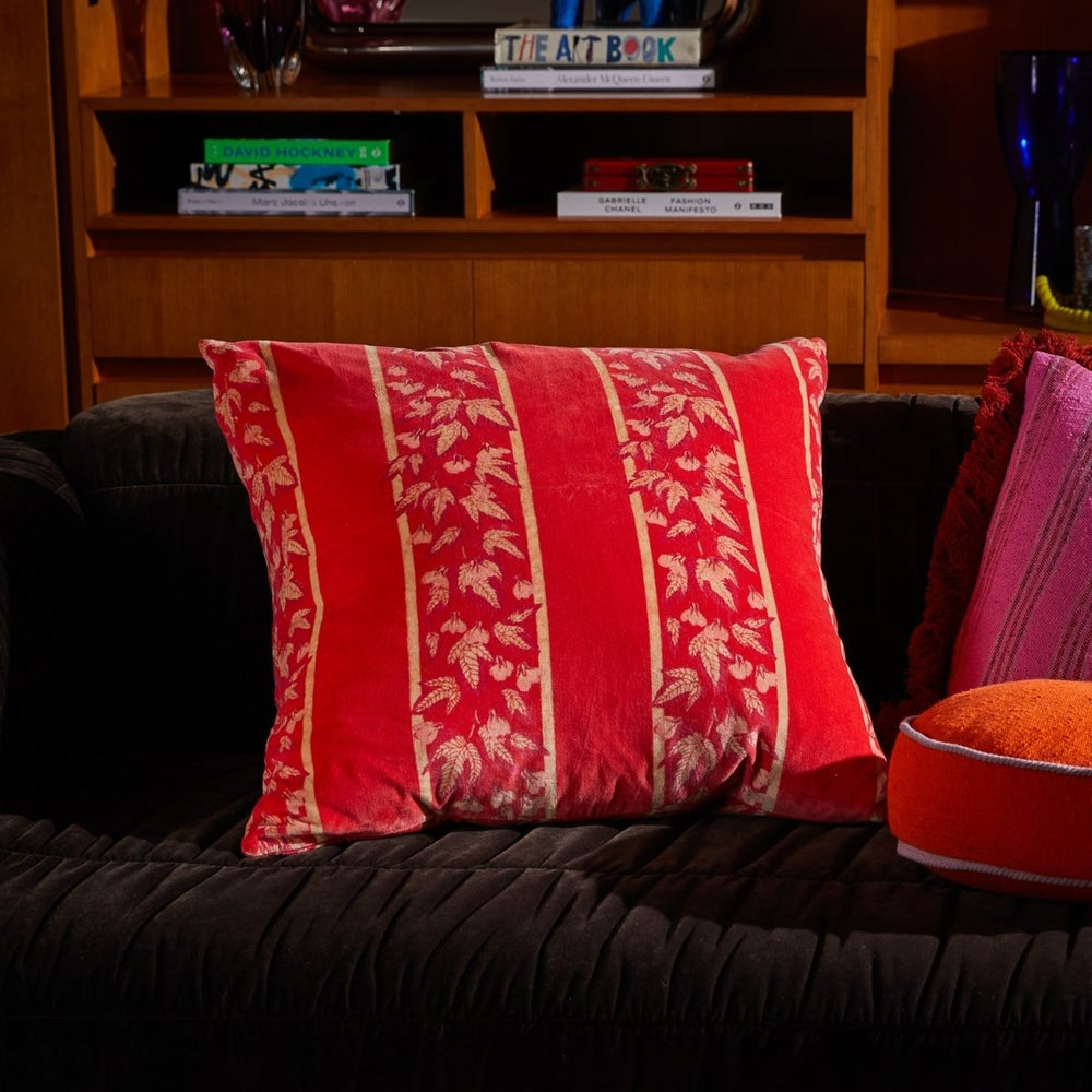 Agata Velvet Cushion - Vermillion Sage & Clare