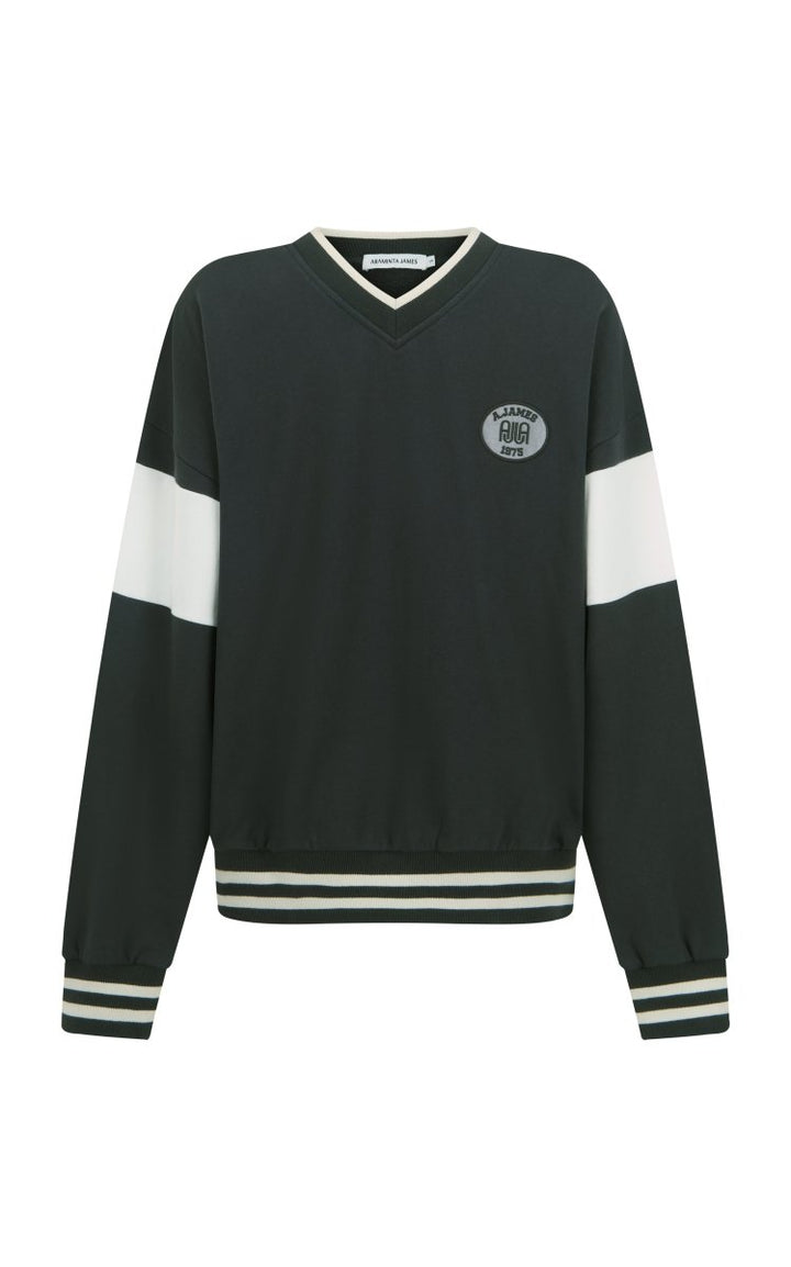 AJ Appliqué Sweatshirt Washed Black Windcheater Araminta James