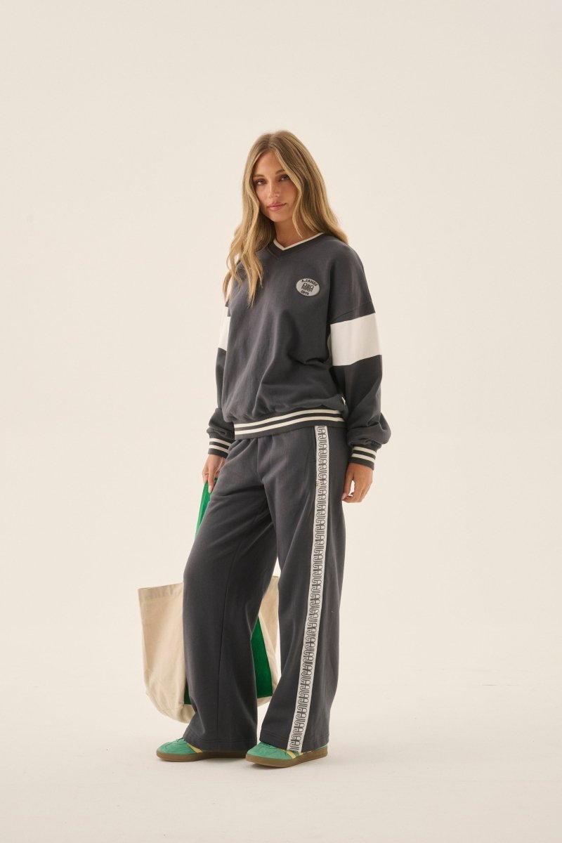 AJ Appliqué Sweatshirt Washed Black Windcheater Araminta James