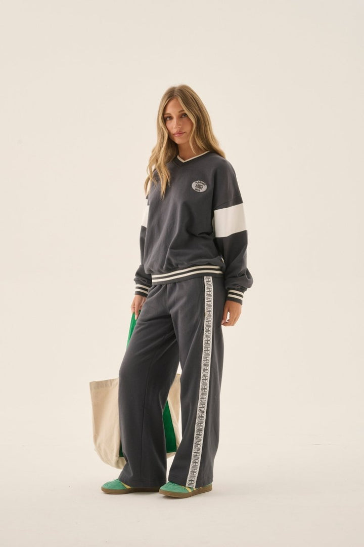 AJ Appliqué Sweatshirt Washed Black Windcheater Araminta James