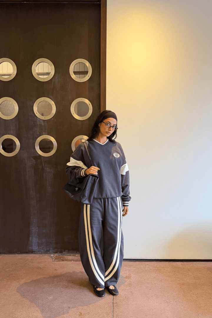 AJ Appliqué Sweatshirt Washed Black Windcheater Araminta James