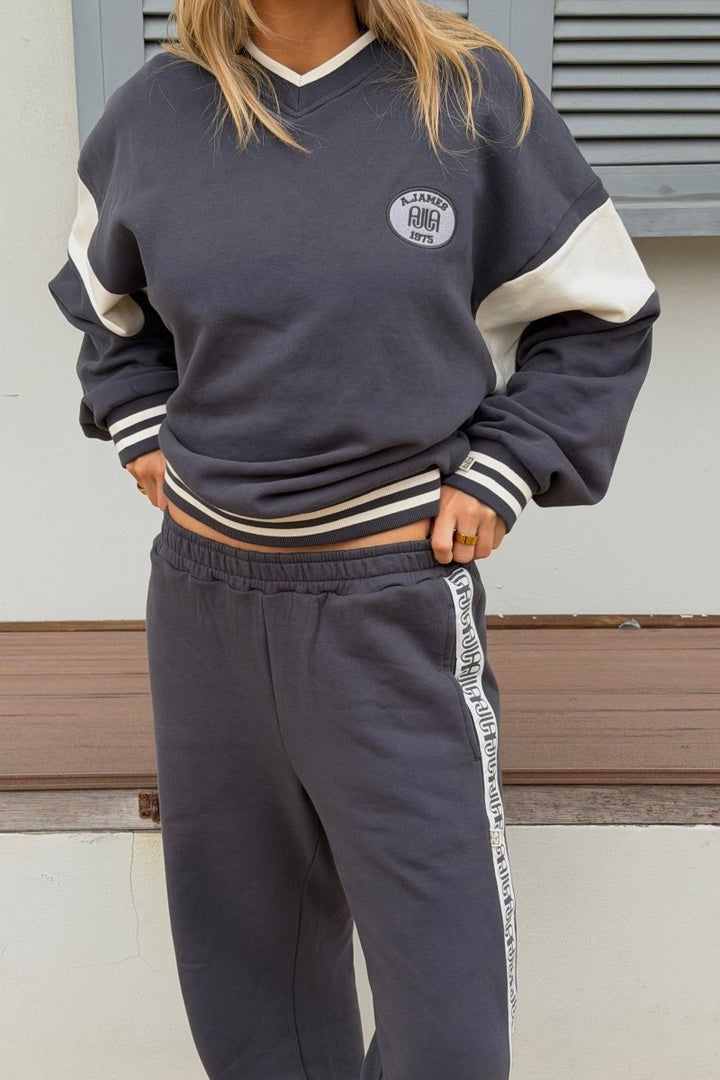 AJ Appliqué Sweatshirt Washed Black Windcheater Araminta James