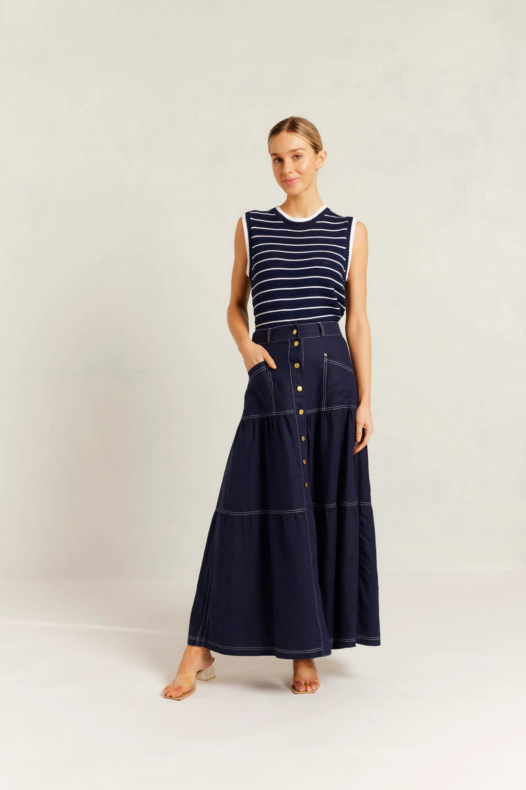 Alessandra Lotus Skirt - Navy skirt Alessandra