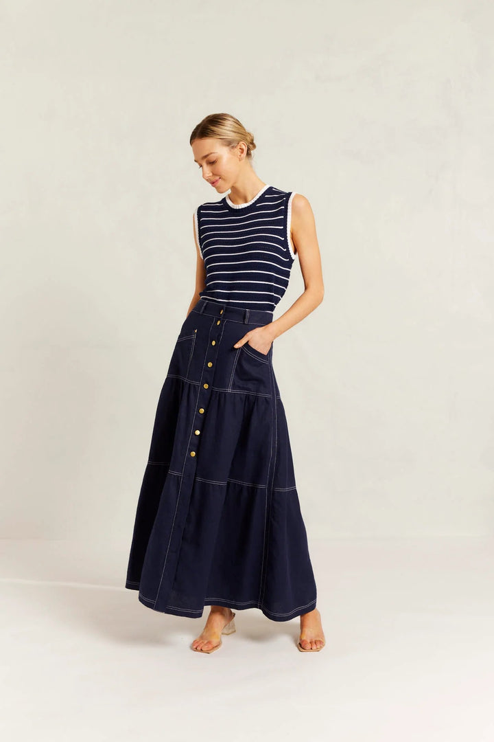 Alessandra Lotus Skirt - Navy skirt Alessandra