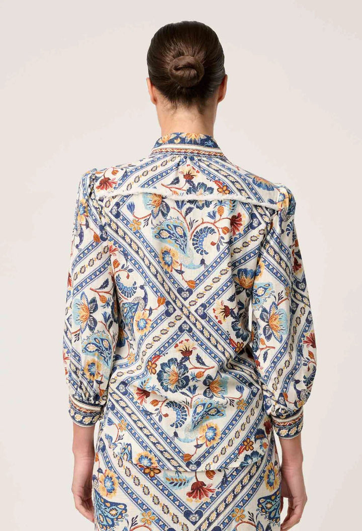 Alexis Linen Viscose Fringe Shirt in Petinos Floros Blouse Once Was