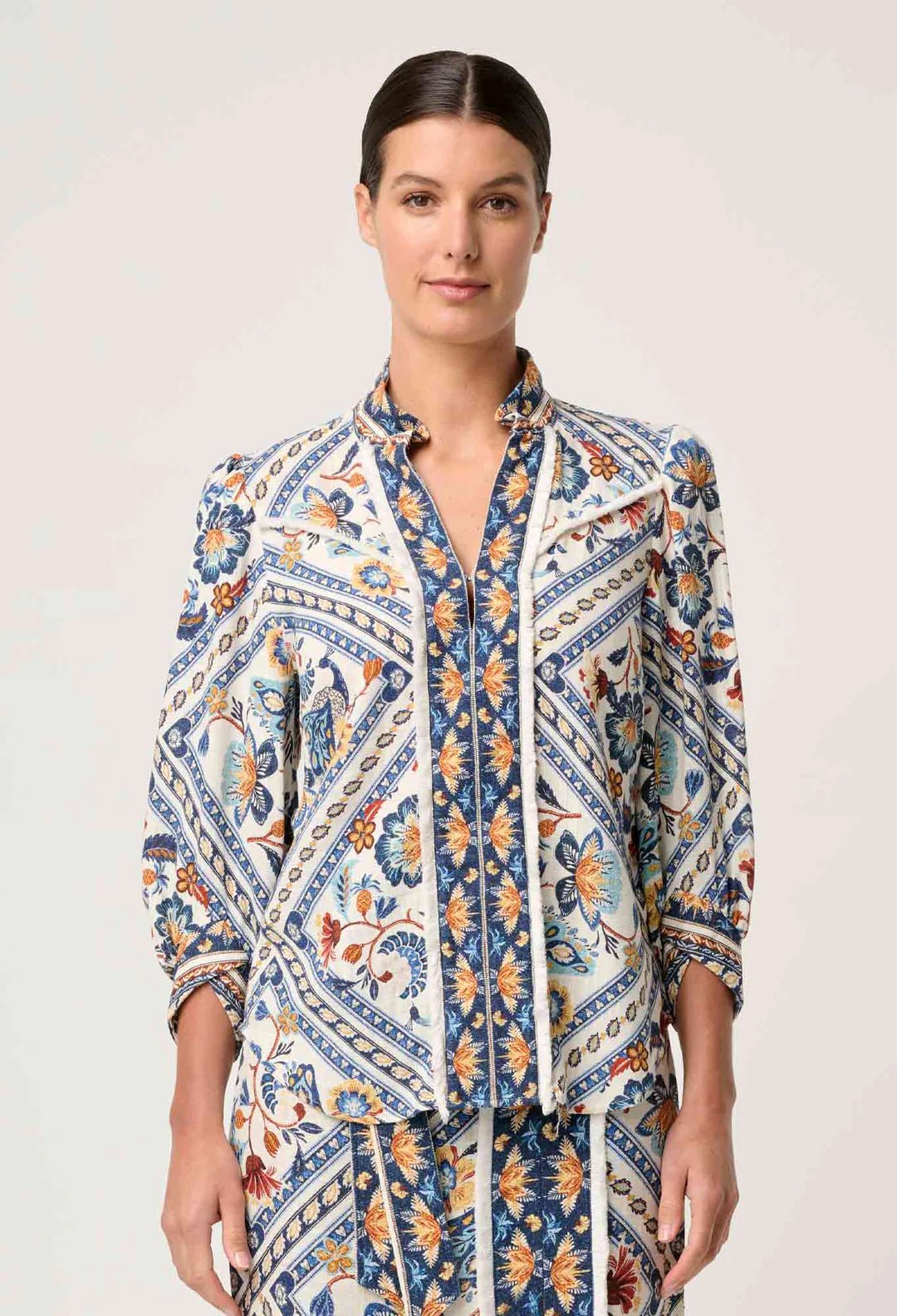 Alexis Linen Viscose Fringe Shirt in Petinos Floros Blouse Once Was