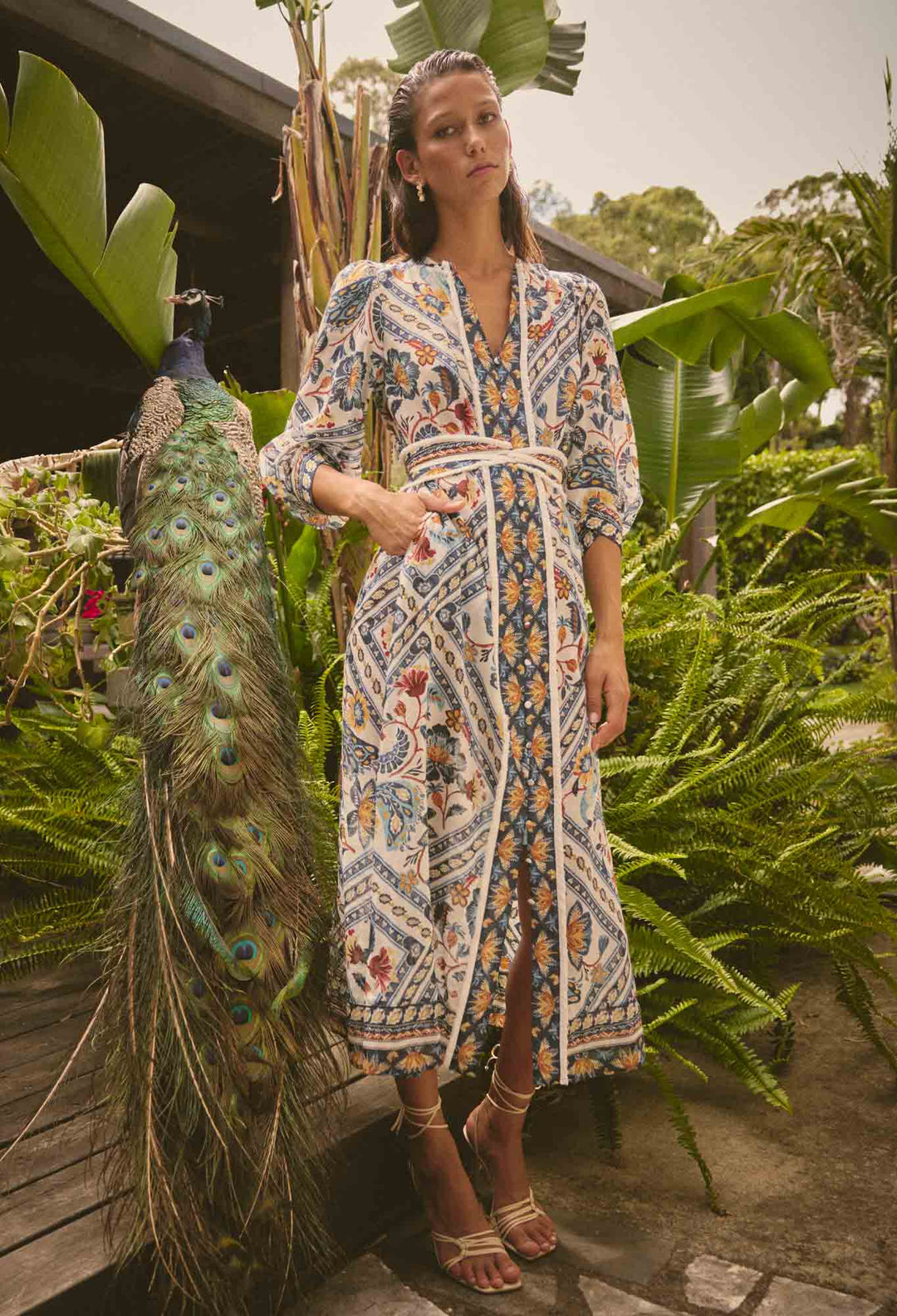 Alexis Silk Cotton Midi Dress in Petinos Floros Dress Once Was