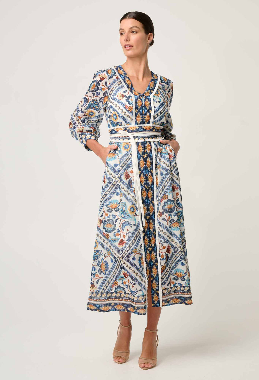 Alexis Silk Cotton Midi Dress in Petinos Floros Dress Once Was