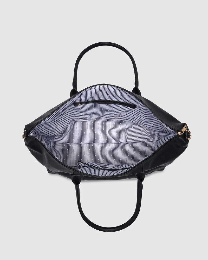 Alexis Stripe Weekender Travel Bag - Black Stipe Handbag Louenhide