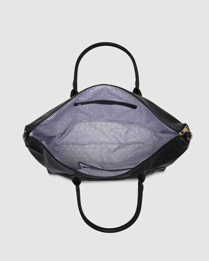 Alexis Stripe Weekender Travel Bag - Black Stipe Handbag Louenhide