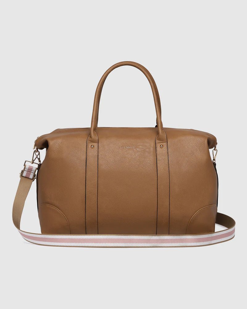 Alexis Stripe Weekender Travel Bag - Camel Handbag Louenhide